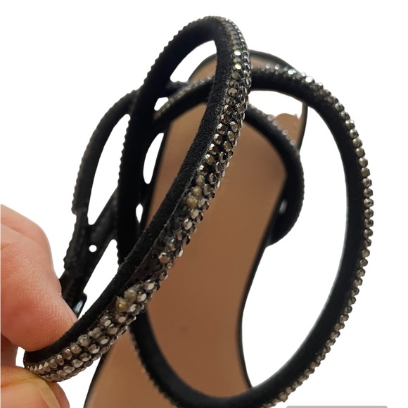 BCBGeneration Illara Clear Strap Rhinestone Bow Ankle Wrap Dress Sandals - Picture 10 of 12